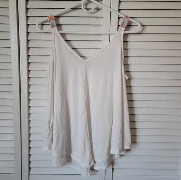 GREEN ENVELOPE LOS ANGELES Chevron Print White Flowy Tank Blouse, Size M - Picture 9 of 9